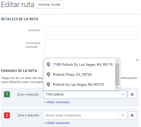 Editar ruta en MyGeotab